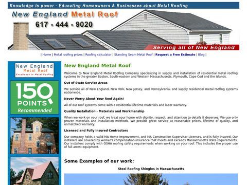 Standing seam roofing MA