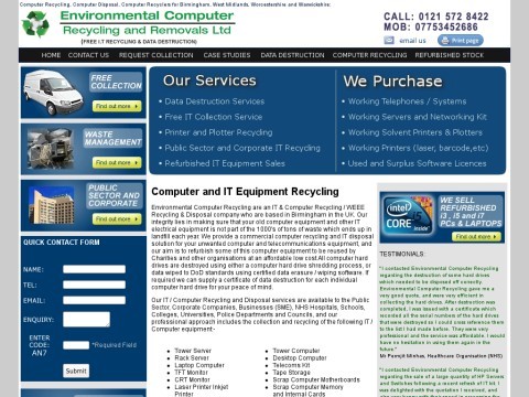 Computer Recycling, Computer Disposal, Computer Recyclers for Birmingham, West Midlands, Worcestershire and Warwickshire: