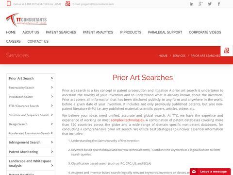 TT Consultant - Prior Art Search Service Provider