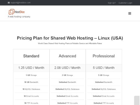 HostDice - A Web Hosting Company with affordable pricing