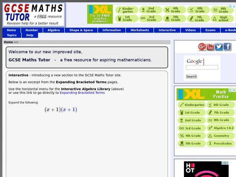 GCSE Maths Tutor - GCSE mathematics revision, free notes & videos for effective maths revision.Search for a tutor,talk about GCSE maths,buy maths books,download maths worksheets,view interesting and useful maths links.