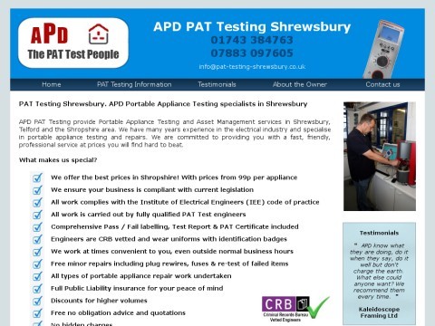 APD PAT Testing Shrewsbury. Portable Appliance Testing in Shropshire