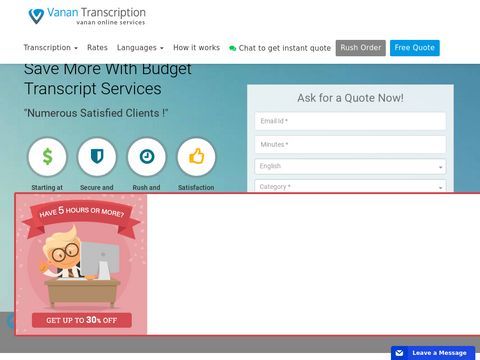 Online budget transcript services