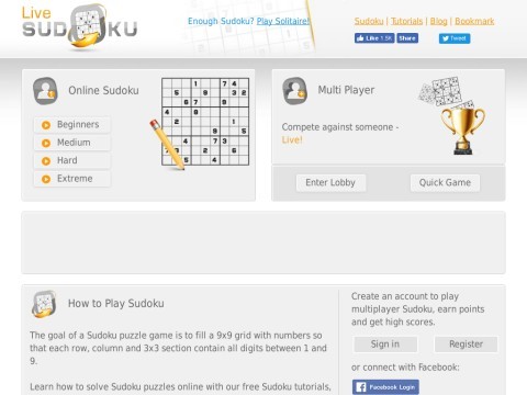 play free Sudoku/Soduko puzzle games online
