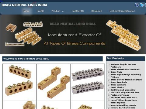 Brass Neutral Links : Manufacture of Brass Neutral Bars, brass pins electrical pins sockets, Brass earth terminals, Brass nuts, Brass inserts, Brass screws, BrassTerminal Blocks from Jamnagar india