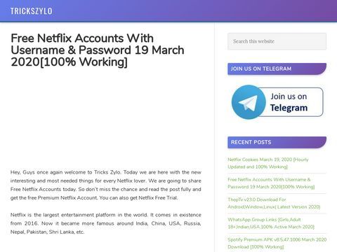 Free Netflix Accounts With Username & Password 19 March 2020